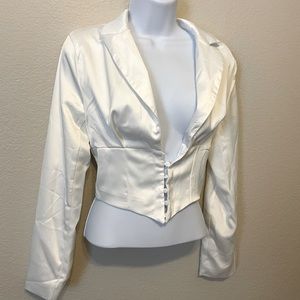 Cider NWT white long sleeve crop top size M